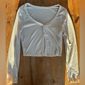 SHEIN  Cream Ribbed Crop Blouse